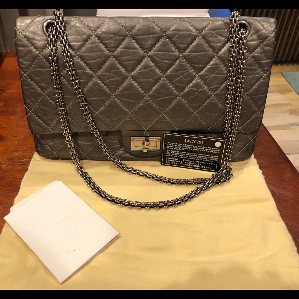 Traded-Chanel Classic 227 Silver Quilted Calfskin